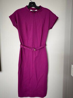 Diane von Furstenberg DVF Maizah Magenta Belted Pencil Dress